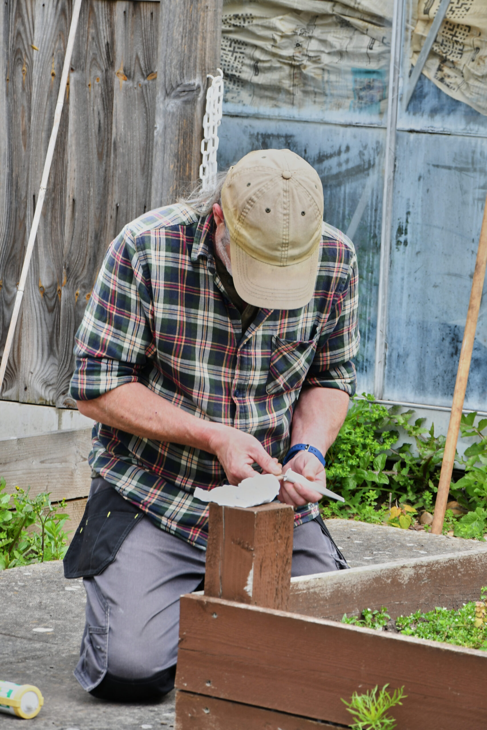 Our handyman busy in the garden